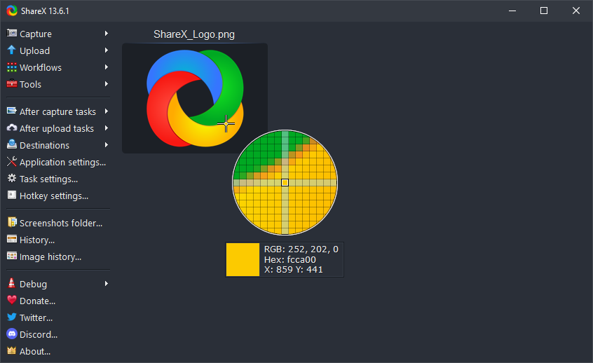 ShareX screen color picker dialog