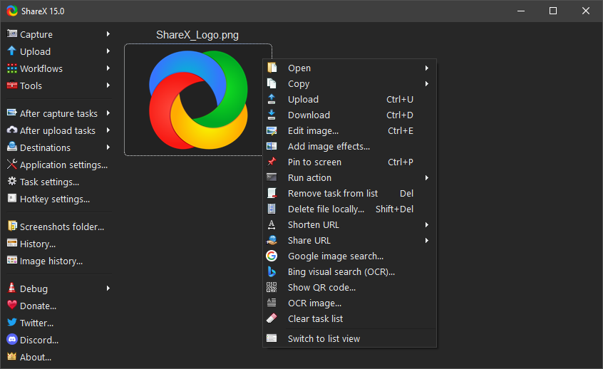 ShareX region capture overlay on the desktop
