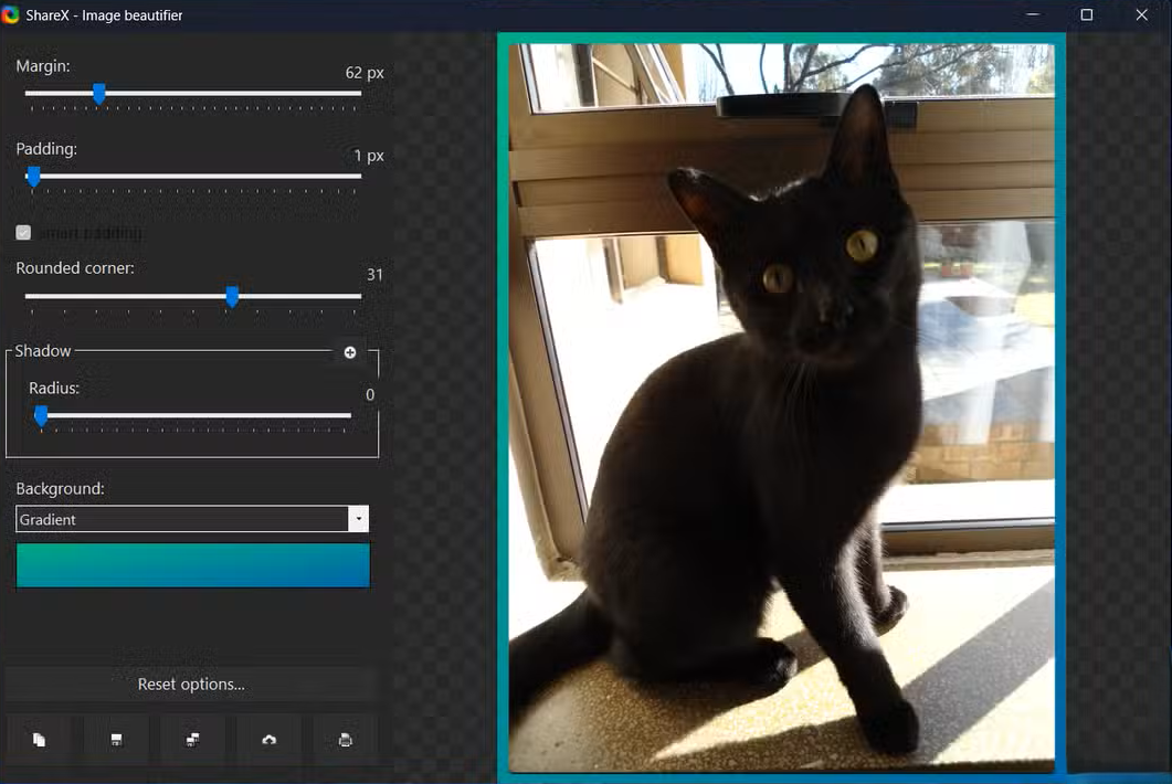ShareX image beautify or effects preview